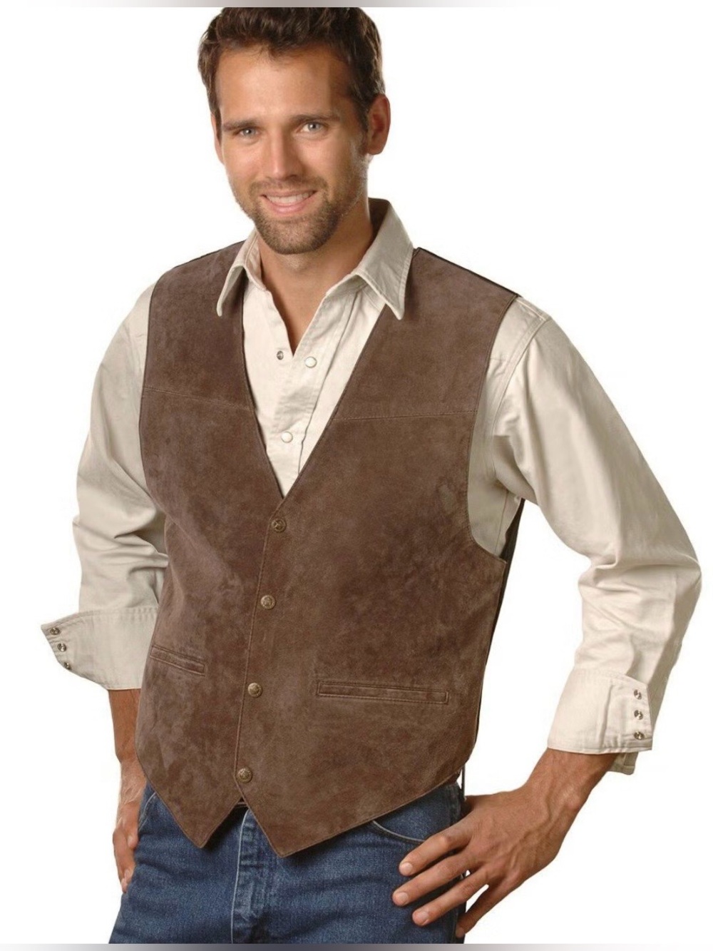 Unisex Brown Suede Vest — Classic Casual Vest